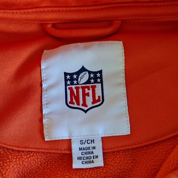Denver Broncos Half-Zip Pullover Jacket S Orange & Navy NFL Fleece Polyester - Picture 2 of 10
